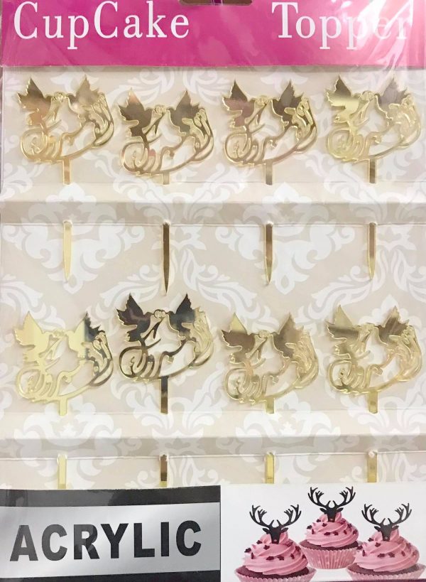 Acrylic Cupcake Topper – Birds with Engagement Rings